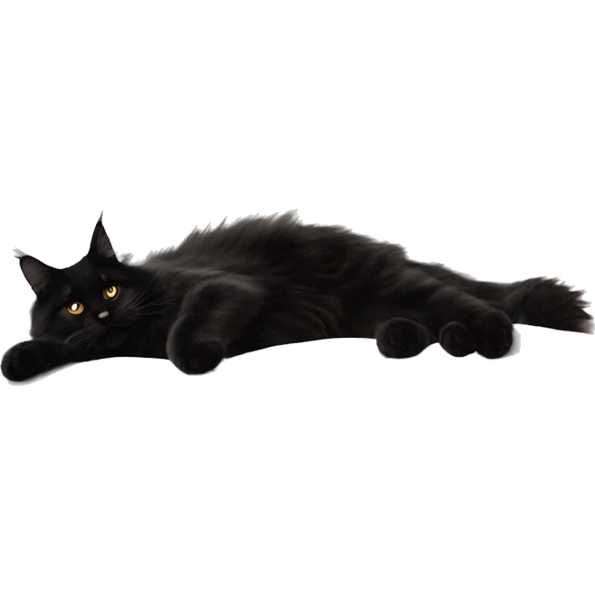 black Maine Coon cat lies on the pillows emoji
