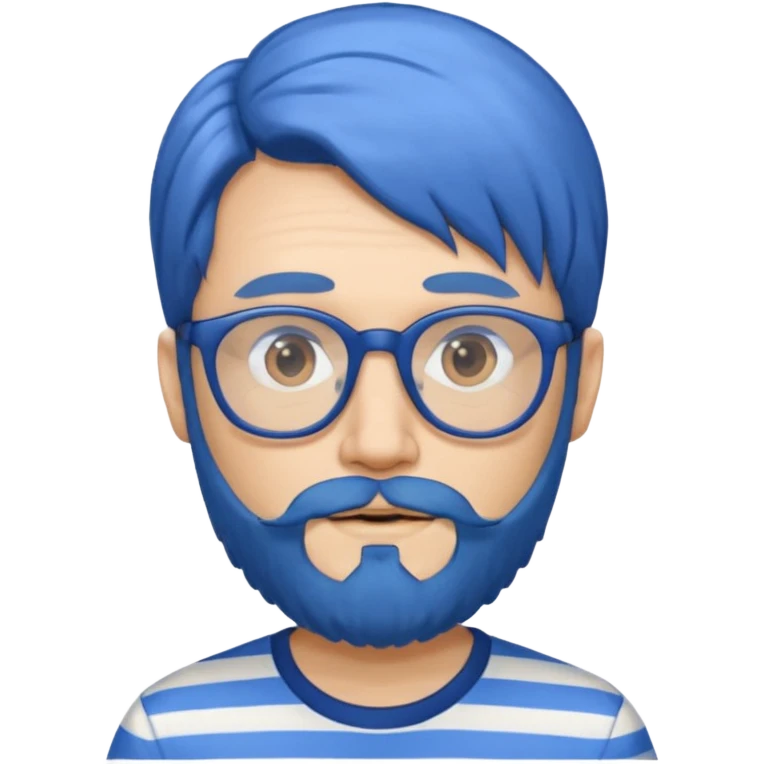 blue long hair glasses man with beard and striped shirt emoji