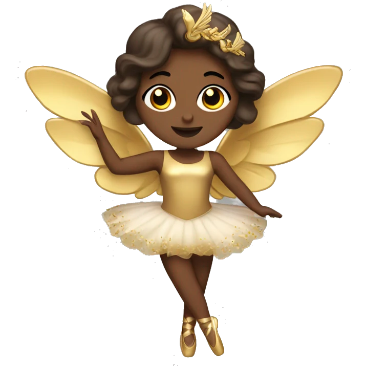  brown ballerina with gold wings emoji
