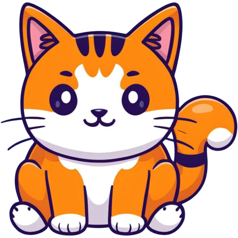 cute orange cat sitting, full body view emoji