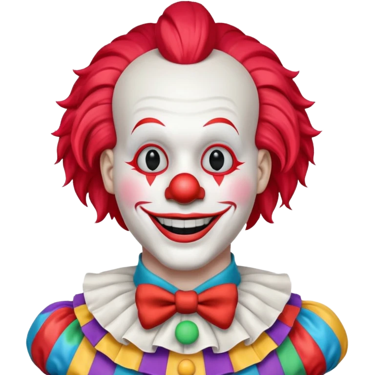 A white animatronic humanoid male clown manne emoji