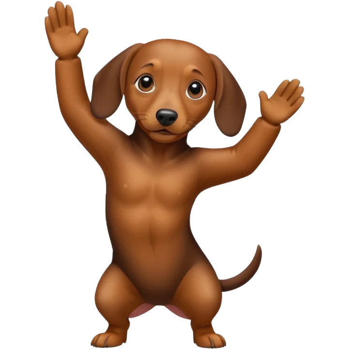 Create a dachshund doing a dab move emoji