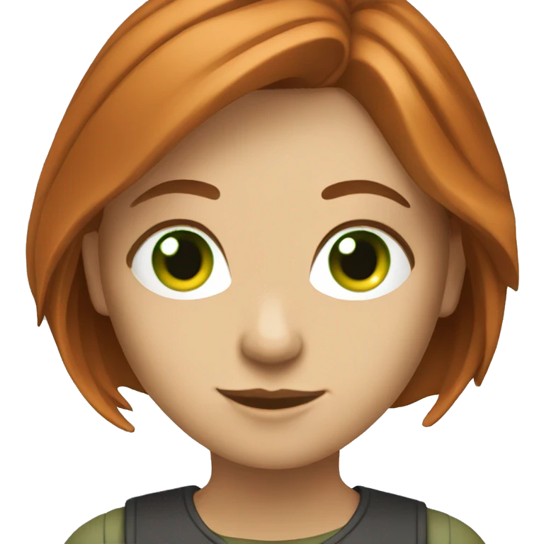 Female coder featuring a laptop. She has long reddish hair, green eyes, white skin. emoji