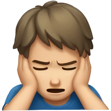 a headache hands on the  top of the head a pain expresion a boy  emoji