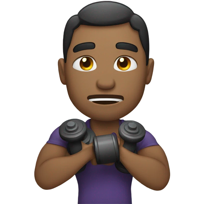 Man with dumbells crying emoji