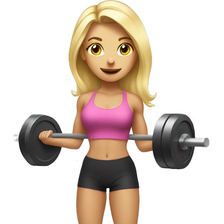 Blonde girl doing squats with barbell emoji