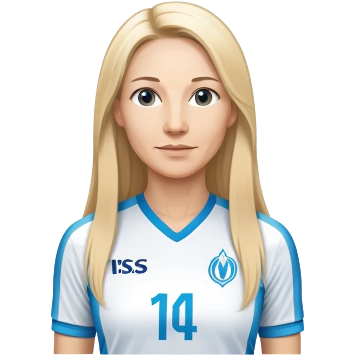 Une femme d’une quarantaine d’années avec de longs cheveux blonds, lisse, supporters de l’olympique de Marseille emoji