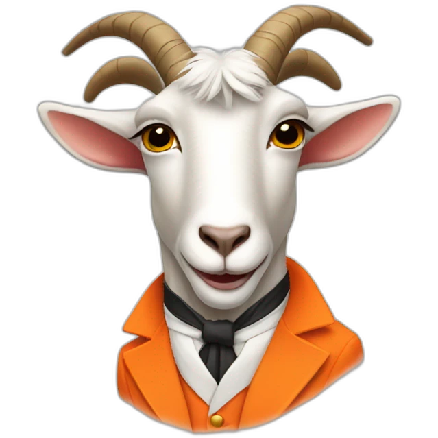 Goat wearing orange tuxedo  emoji