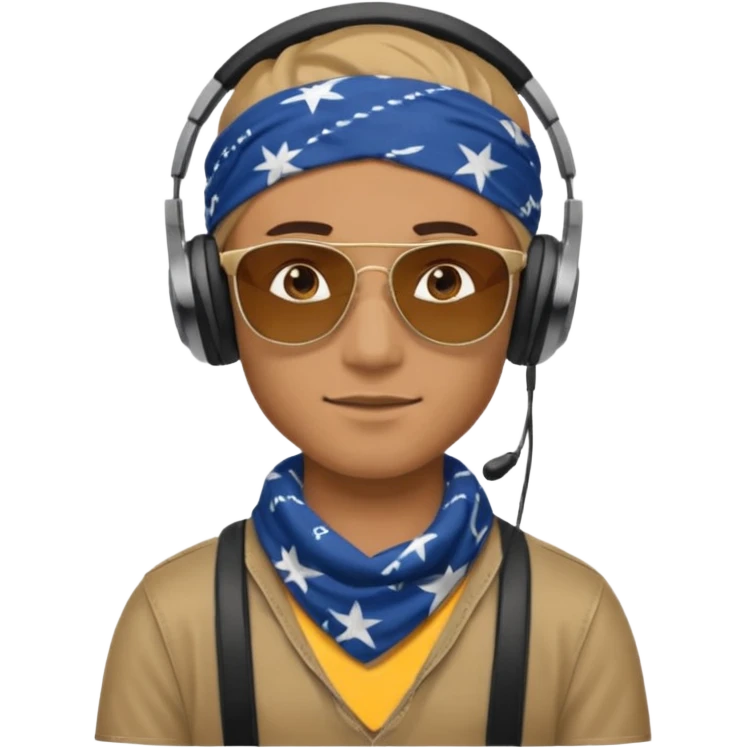 man with shades, headphones and bandana emoji