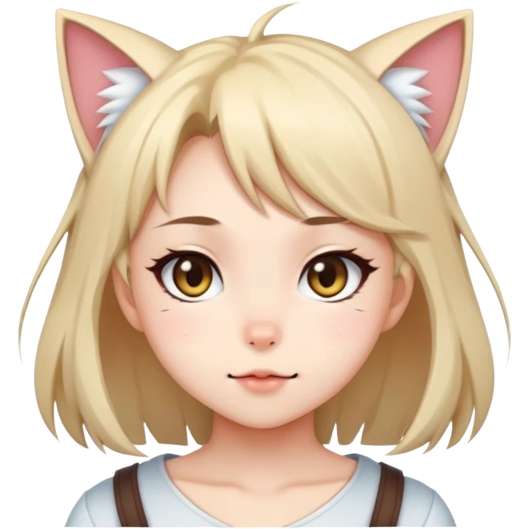 cute anime style catgirl with a cute expression emoji