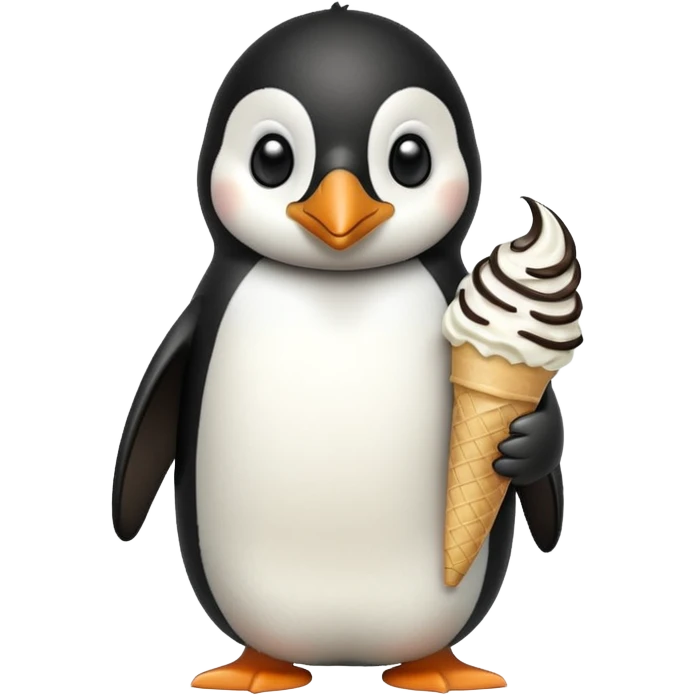 Penguen dondurma yiyor emoji