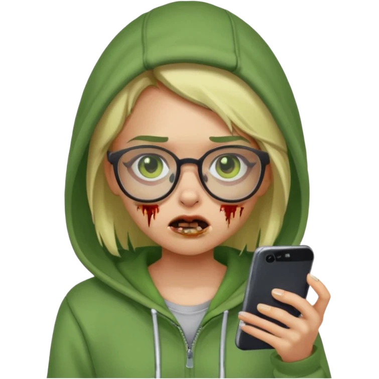 Zumbie emoji iphone girl green and glasses emoji