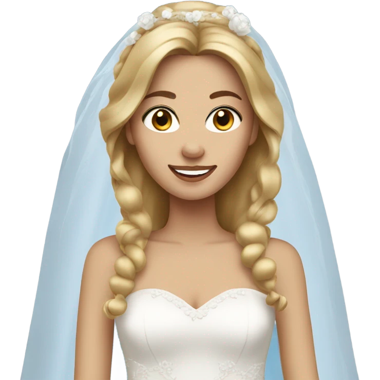 long brown blonde hair blue eyes woman bride emoji