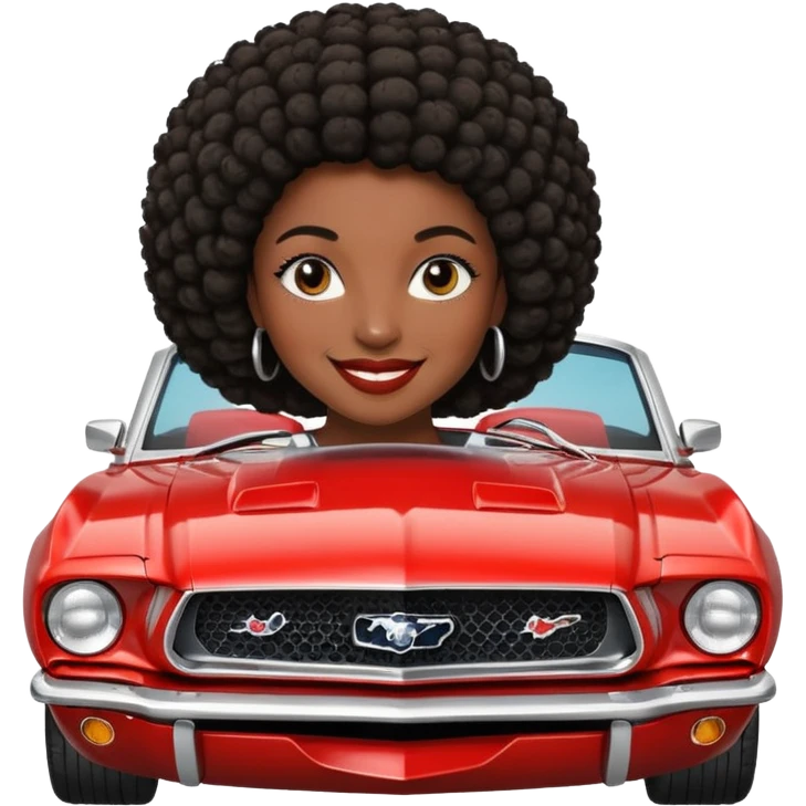 Classic mustang dark women with short afro emoji