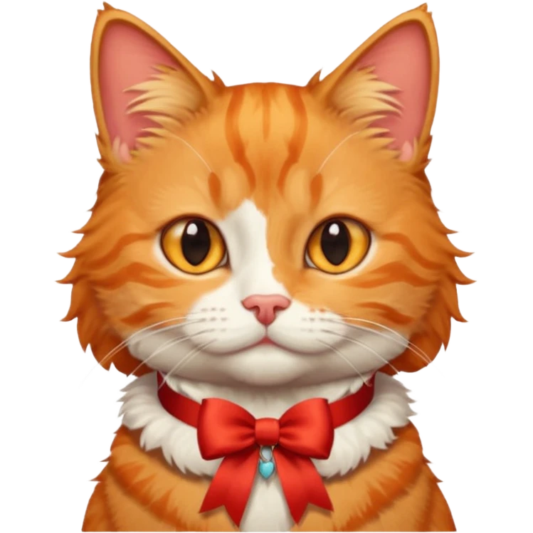 Cat with ribbon collar, half body emoji