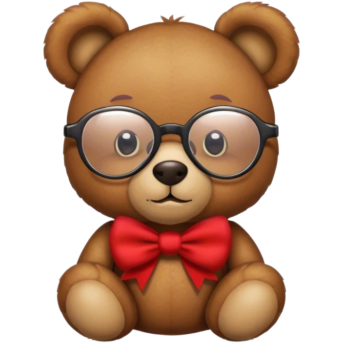 Teddy bear with a bow and big glasses emoji