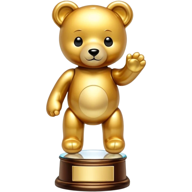 Golden teddy bear on tall glass award emoji