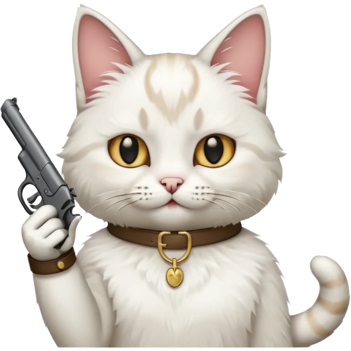 Make a cat holding up the middle finger with a gun emoji