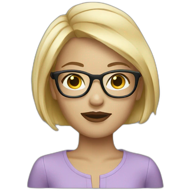 blonde designer with glasses and short blonde hair emoji