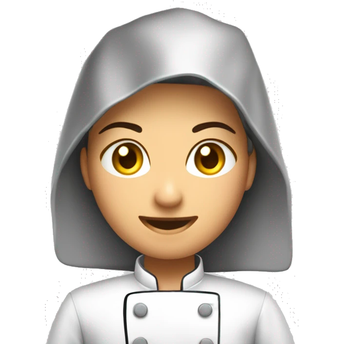 Cozinheira com uniforme de cozinheira de manga curta segurando uma panela emoji