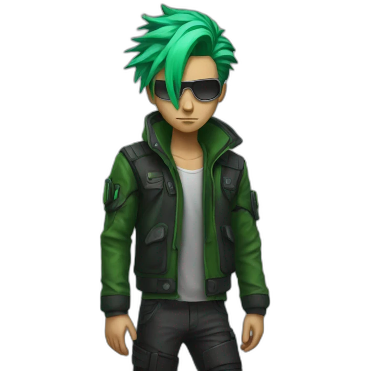 Cyberpunk men with Green hair emoji