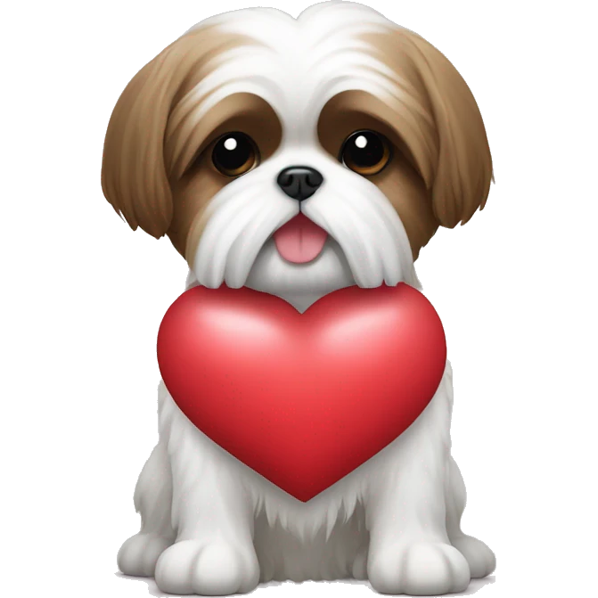 Shih tzu holding a heart emoji