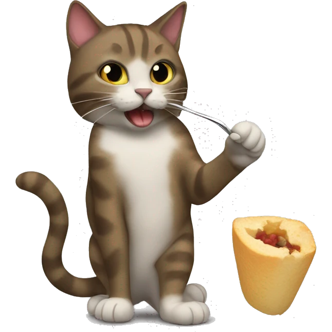 Cat eating a baqeute emoji