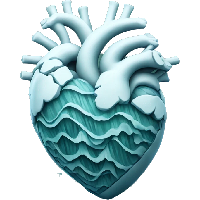 Anatomical heart made of ocean waves emoji