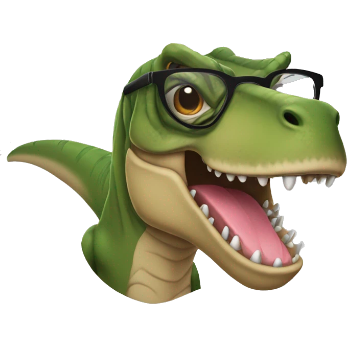 T-Rex with glasses emoji