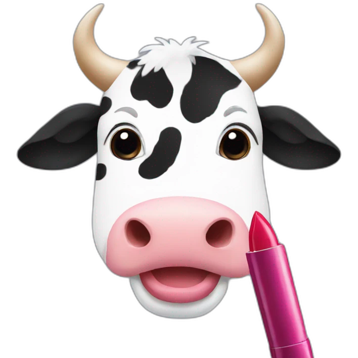 Cow using lipstick emoji