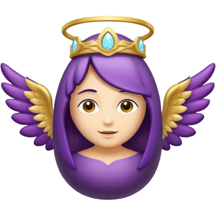 Original eggplant emoji wearing an angelic halo emoji