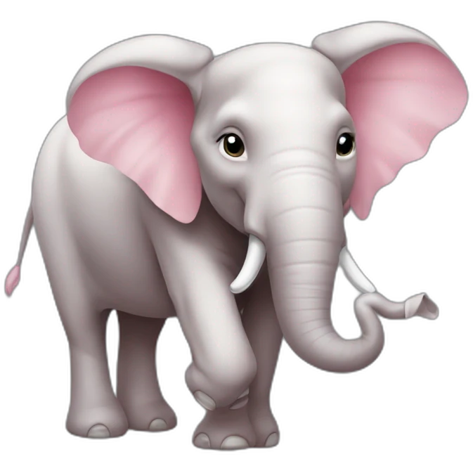 Éléphant rose sur une vache emoji