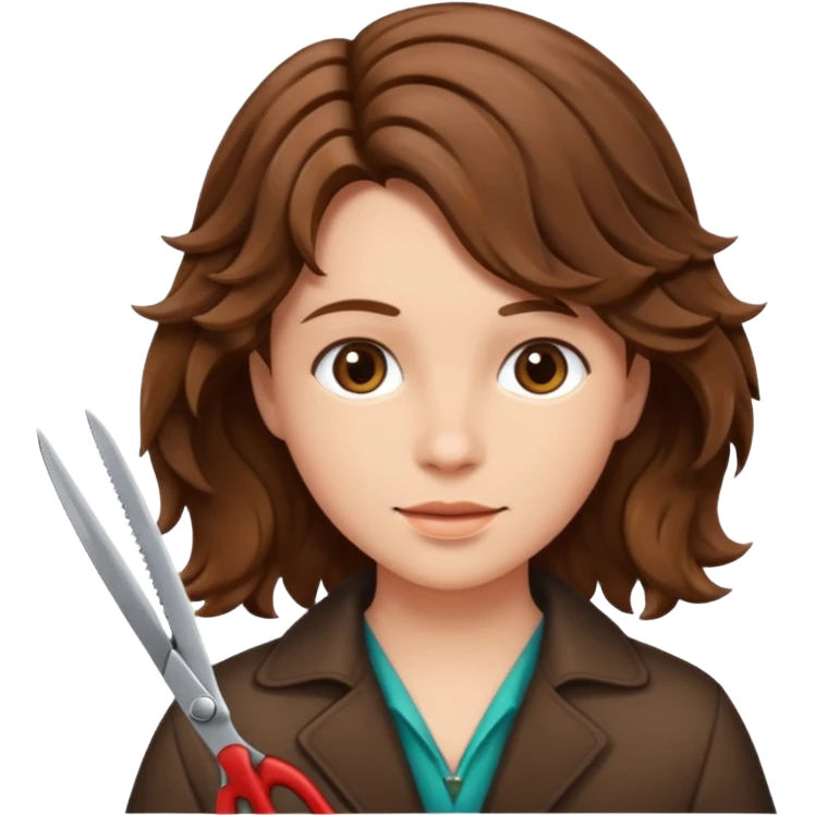 Brown wavy hair cut with scissors emoji
