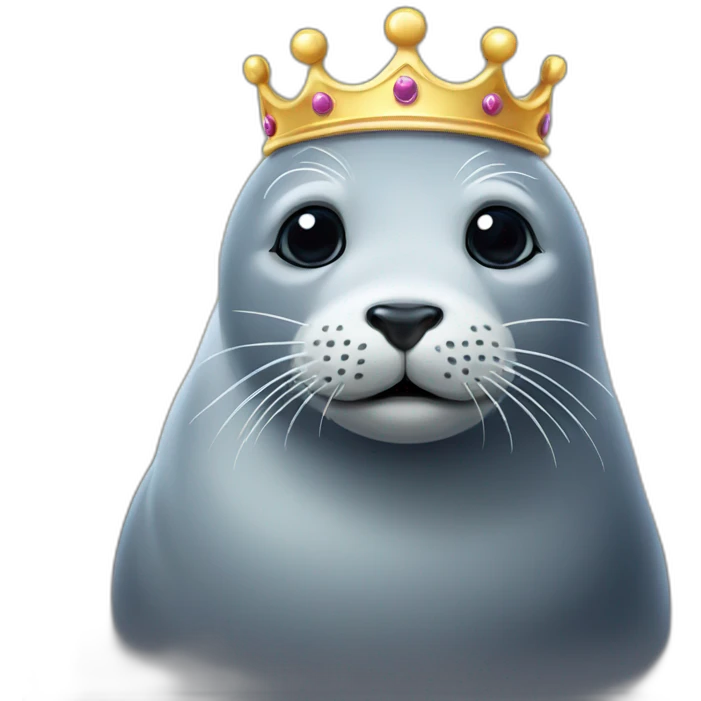 cute grey seal with crown emoji