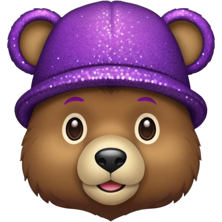 Urso adulto com boné roxo com glitter emoji