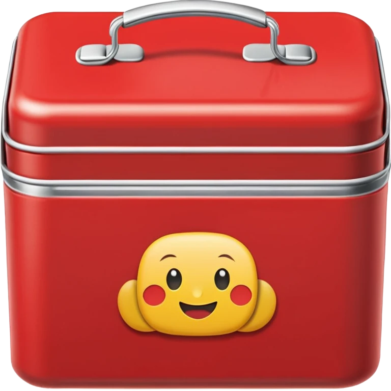 red lunch box with the word lunch on it emoji