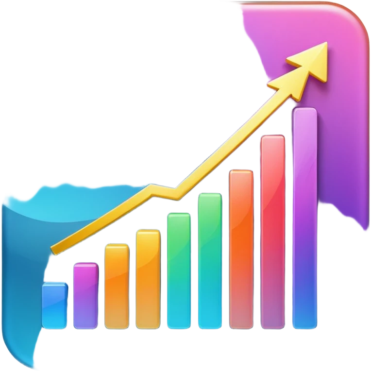 Create an  emoji that represents a stock/share, combining a clean upward-trending chart, a minimal financial symbol, and a confident growth vibe, using simple shapes, smooth gradients, and the polished. emoji