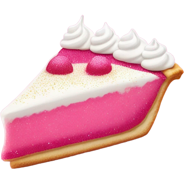 Hot pink slice of pie with light pink whip cream and glitter  emoji