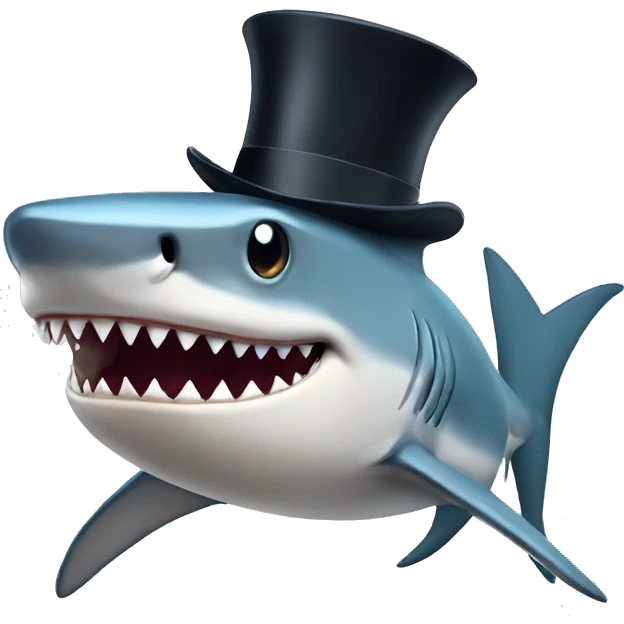 Shark with a top hat emoji