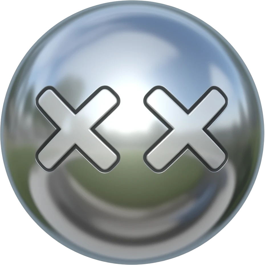 Face with Crossed-Out Eyes 3D metallic chrome simple ball emoji emoji