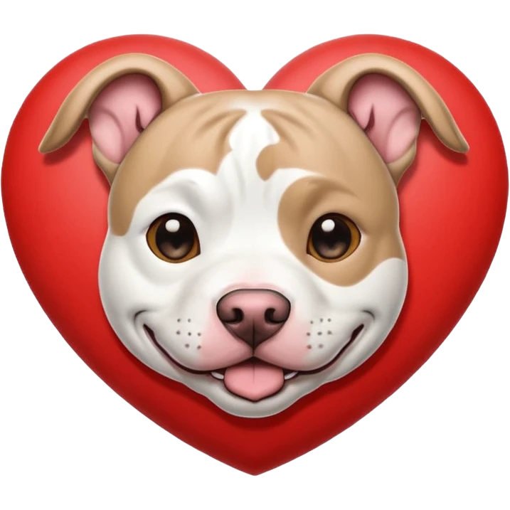 happy pit bull face inside a heart emoji