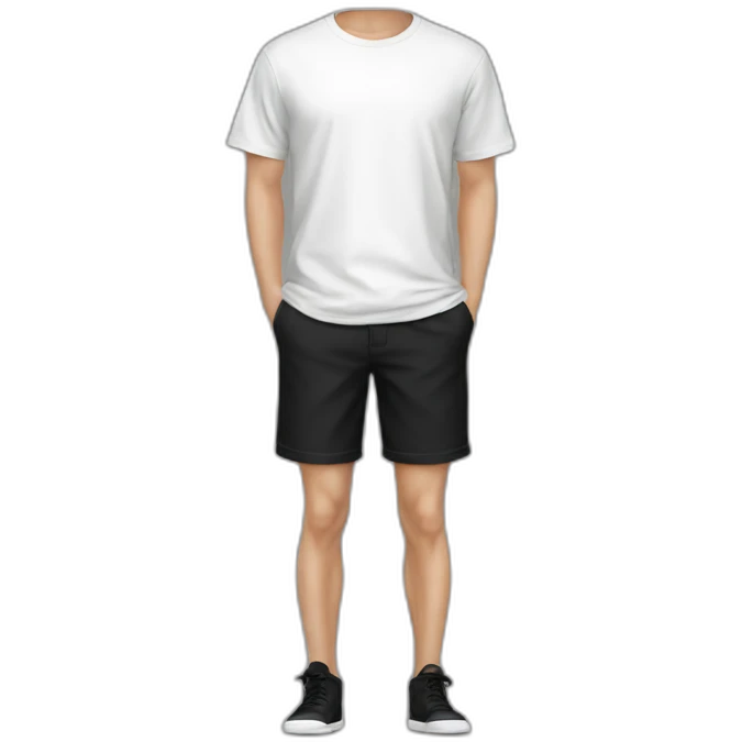 Man t shirt black and short pants emoji