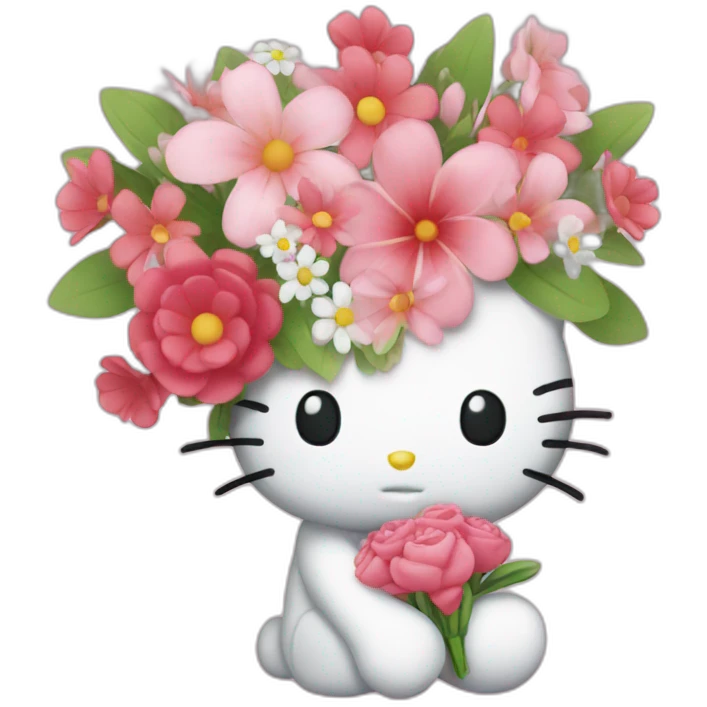 Hello kitty with a bouquet  emoji