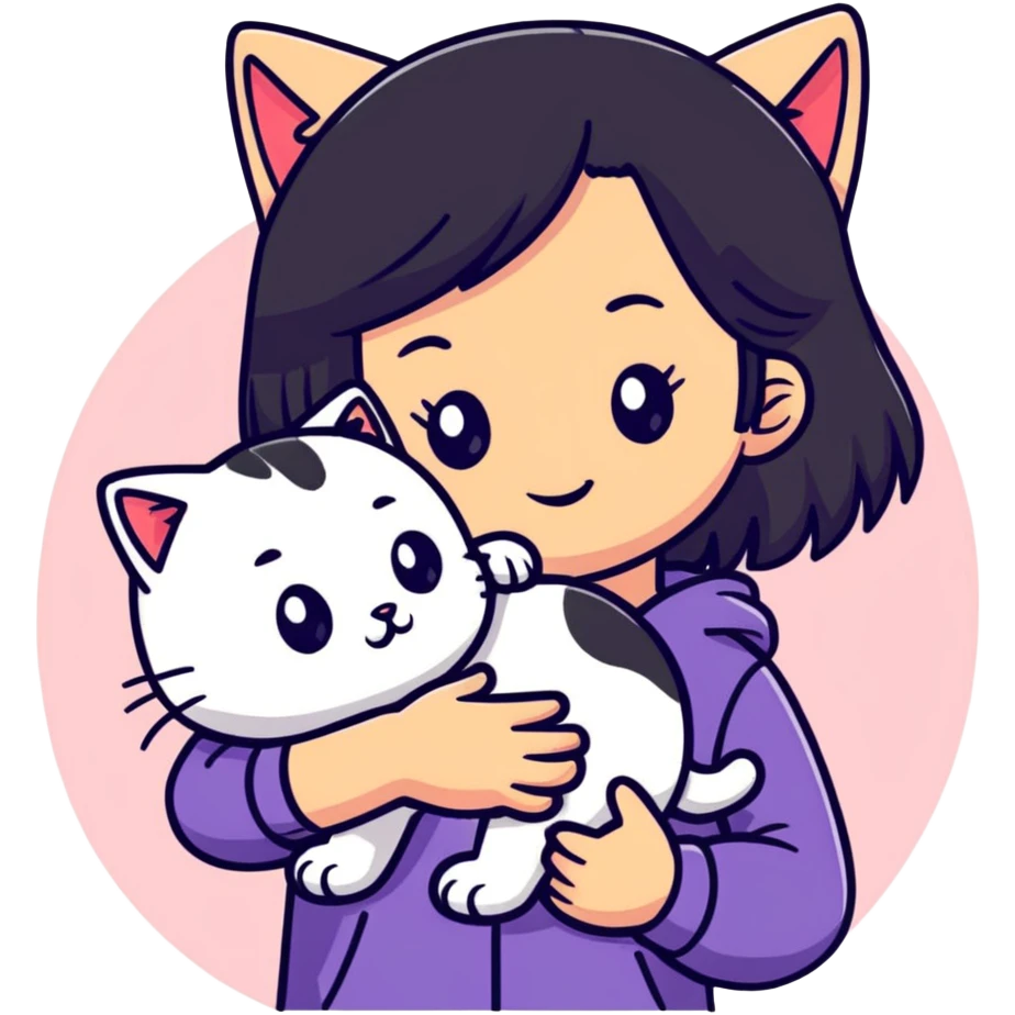 cute girl petting cat emoji