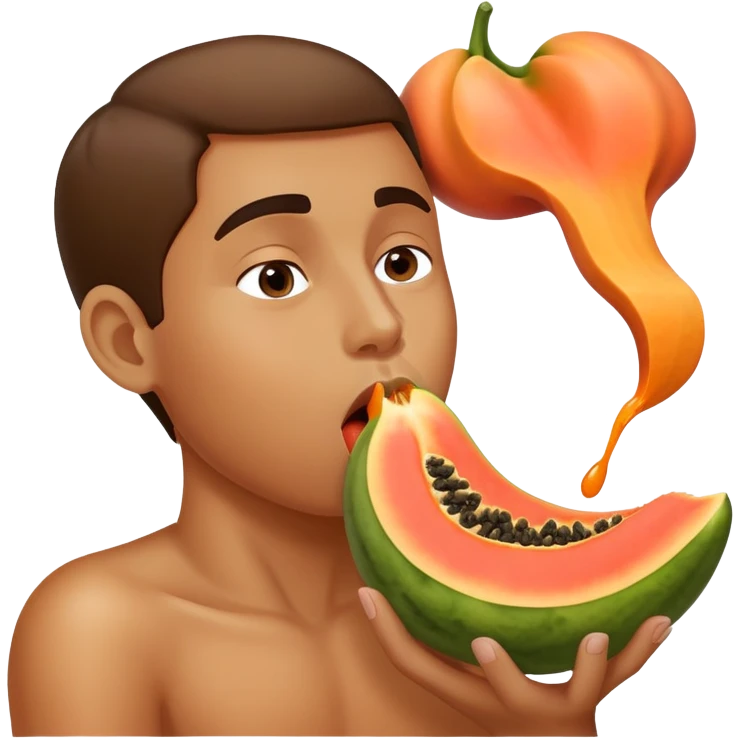 A very juicy papaya with tongue, licking it, and words “holy smokes” emoji