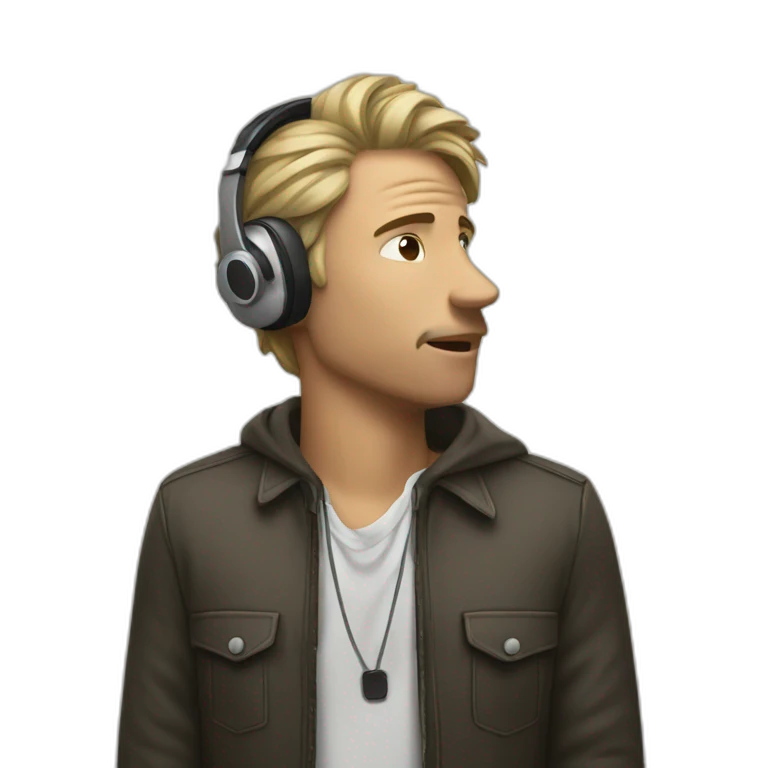 man hears music emoji