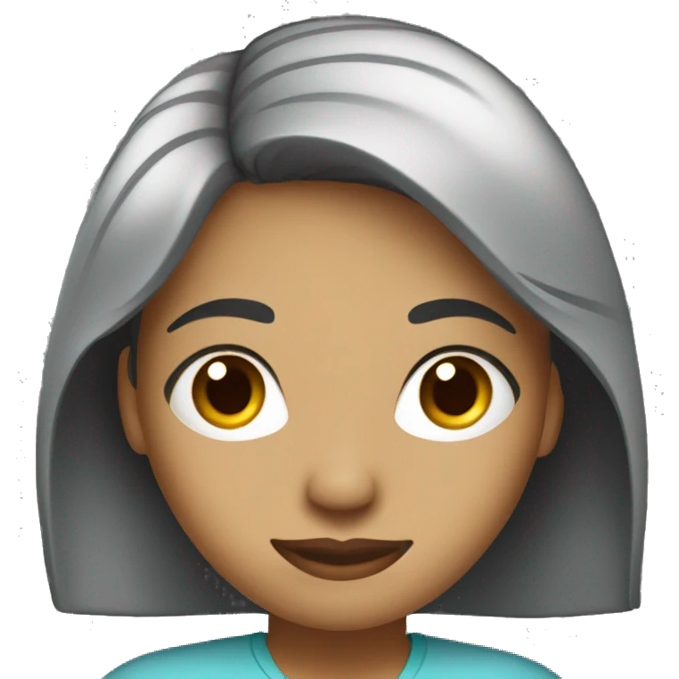 woman with computer straight black, medium-length hair emoji