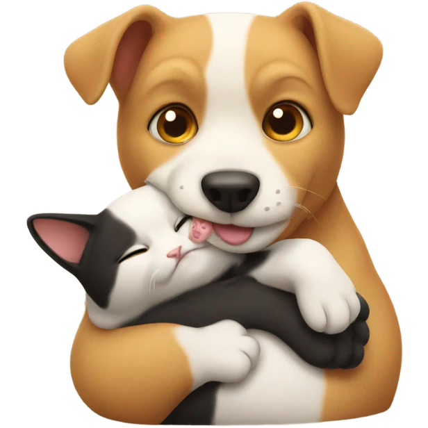 dog hugging a cat emoji