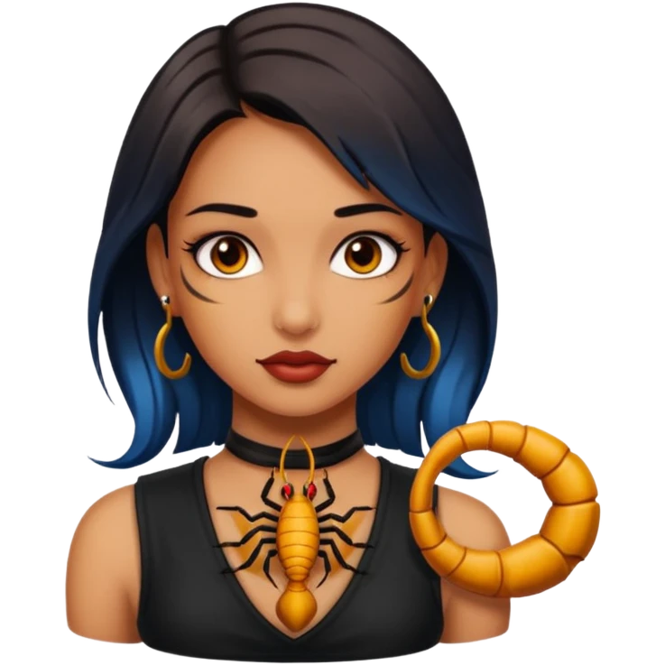 Scorpion Tattoo on the girl neck, emoji