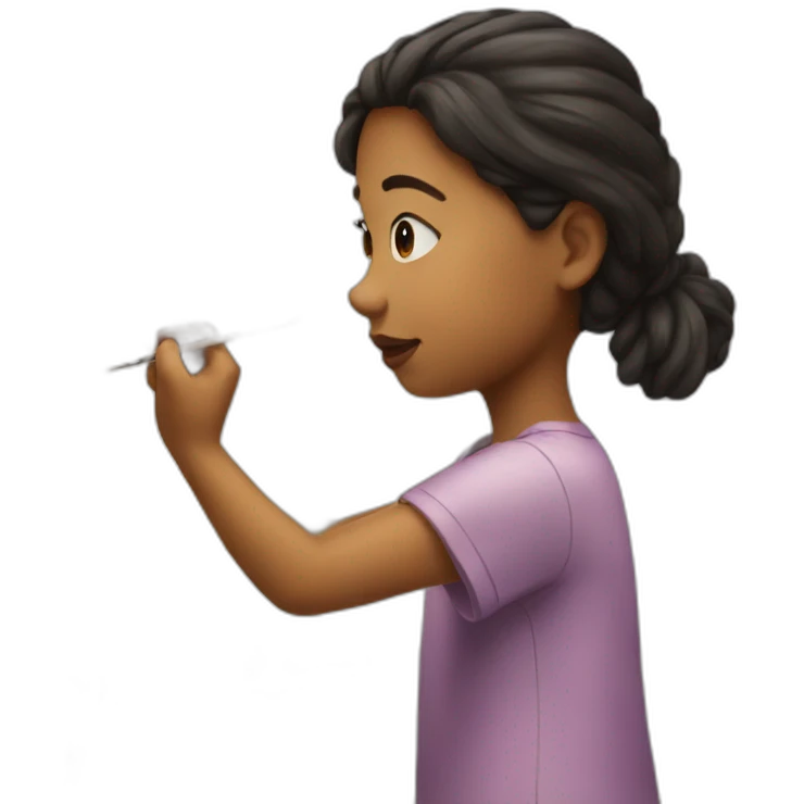 girl painting emoji